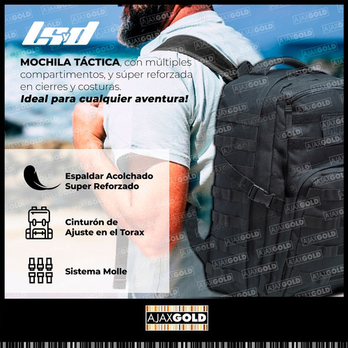 Imagen 6 de 10 de Mochila Tactica Asalto Militar 30 Lts Trekking Seguridad