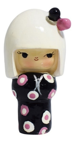 Kokeshi Muñeca Japonesa De Madera Blanco 7,5cm