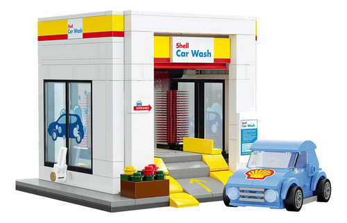 Play Set Estación Shell Select Lavadero De Auto Bloques Cada