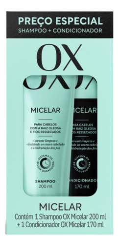 Kit Shampoo 200ml + Condicionador 170ml Micelar Ox