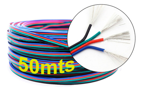 50 Metros 50m Cable Awg22 4 Pines Cinta Led Rgb [ Max ]