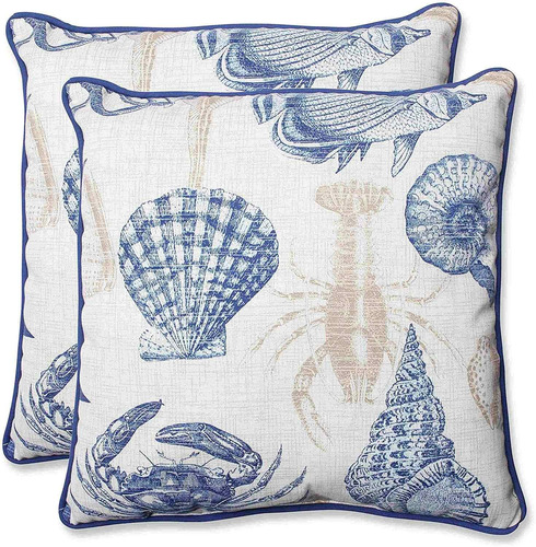 Al Aire Libre  Interior Sealife Marine Blue Throw Pillo...