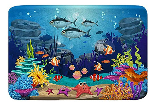 Tapete De Baño De Peces Oceánicos Jawo Para Niños, Tapete A