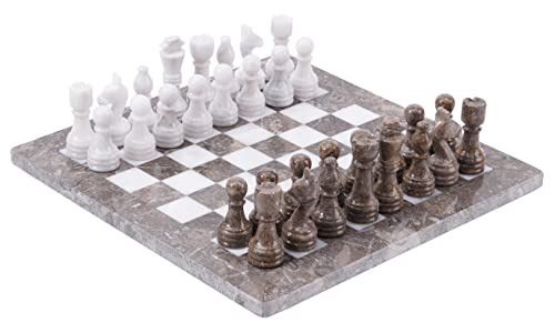 Radicaln Marble Chess Set 12 Inches Grey Oceanic And White H