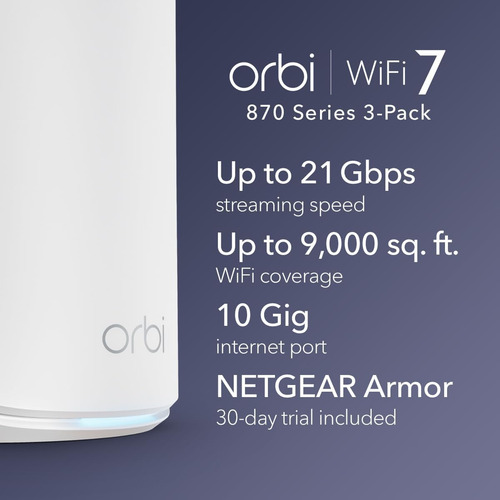 Netgear Orbi 870 Series Tri-band Wifi 7 Mesh System (rbe873)