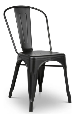 Silla Vintage Tolix Estructura Color Negro Mate, 12 Unidades