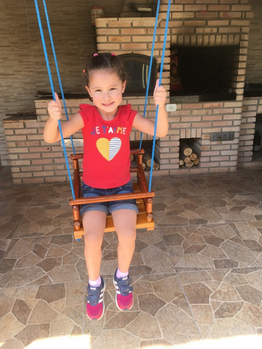 Imagem 5 de 6 de Cadeirinha De Balanço Infantil Madeira Corda Em Nylon 3 Mts
