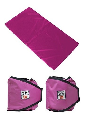 Kit Caneleira De Peso Rosa 3kgs + Colchonete Rosa Fitness