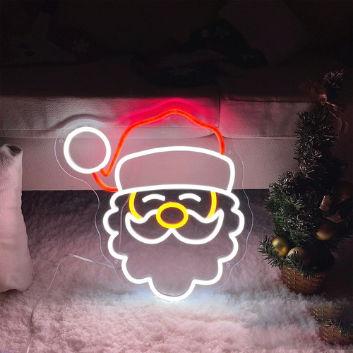  Letrero Luz Neón Santa Claus Navidad Con Control Atenuador Color Multicolor