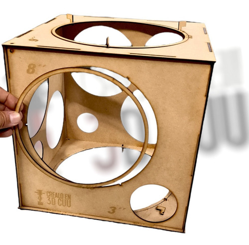 Calibrador De Globos Tipo Cubo Diferentes Medidas Madera Mdf