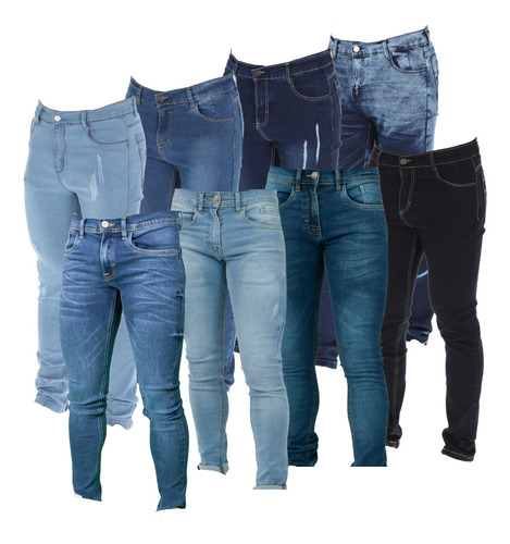 8 Jeans De Mezclilla Para Hombre Skinny  Stretch Casuales 