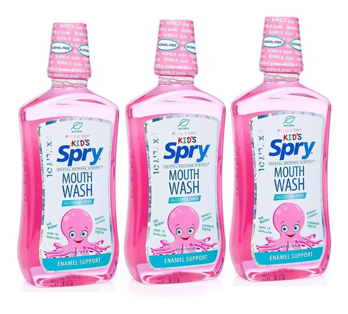 Enjuague Bucal Spry Kids Para Niños Sabor Goma De Mascar 3pk