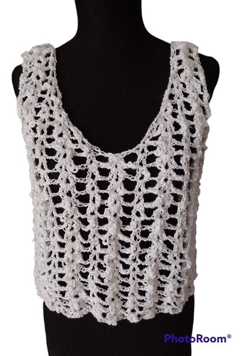 Remera Top Tejida Al Crochet Hilo