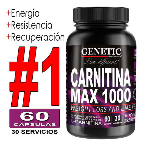 Carnitina Max 1000 Genetic Quemador Grasa Abdominal + Dieta