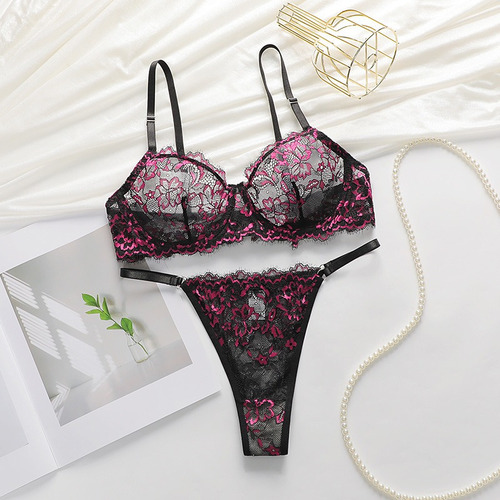 Conjunto De Ropa Interior De Encaje Ultrafino De Malla Profu