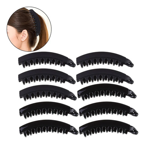 Garfos De Cabelo Coreanos Banana Clip, Pacote Com 10
