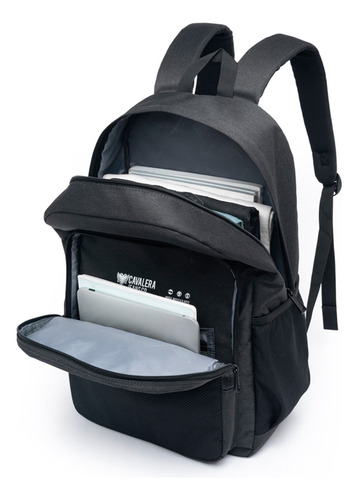 Mochila Espaçosa Cavalera Resistente Cor Preto