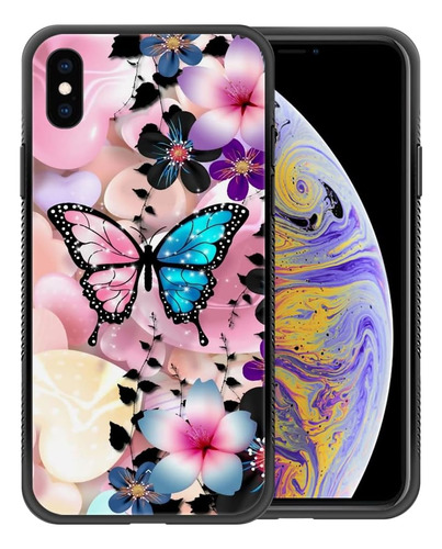 Funda Zhegailian Para iPhone XR-mariposa Rosa Y Azul