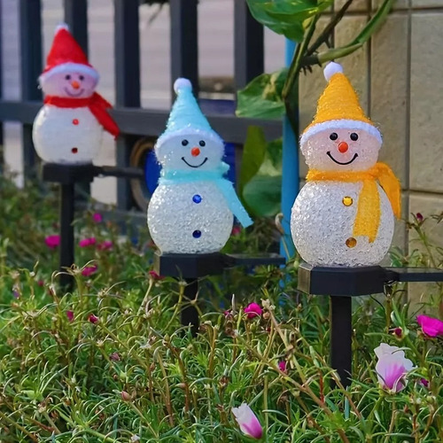 # 4 Luz Solar Navidad Muñeco De Nieve Jardín Al Aire Libre