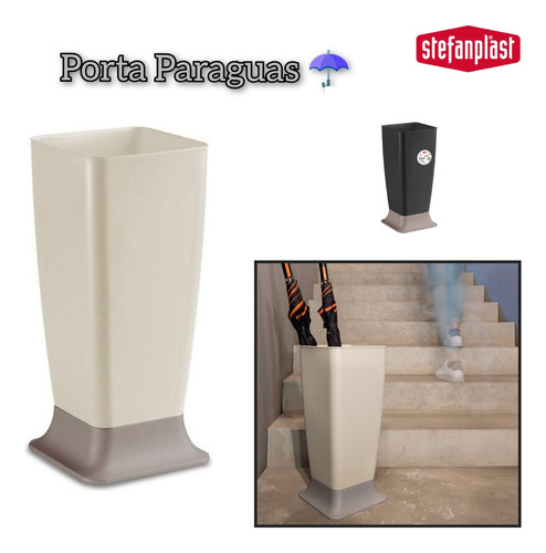 Porta Paraguas Paragüero Plástico Moderno 25x25x55cm Blanco