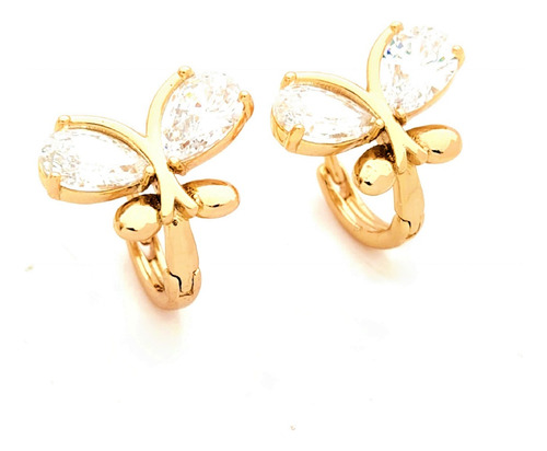 Aretes Mariposa Mujer Arracadas Juveniles Oro Laminado Moda