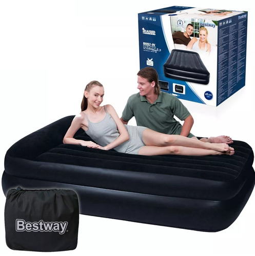 Colchon Inflable 2 Plazas Bestway Con Inflador Electrico