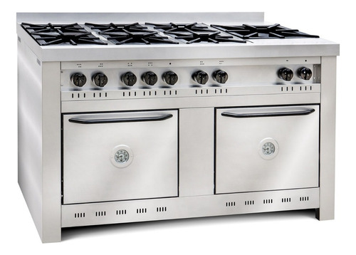 Cocina Cook & Food Industrial CF-140 7H a gas 7 hornallas  acero inoxidable puerta ciega con horno doble