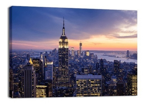 Cuadro Decorativo Nueva York Canvas Increíble Puesta De Sol