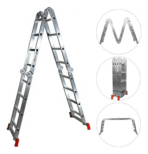 Escalera Multifuncional Aluminio Lider 4x4 Lachispa