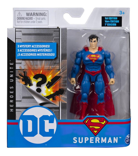 Superman Figura Art + 3 Acc Liga Justicia 10cm Dc
