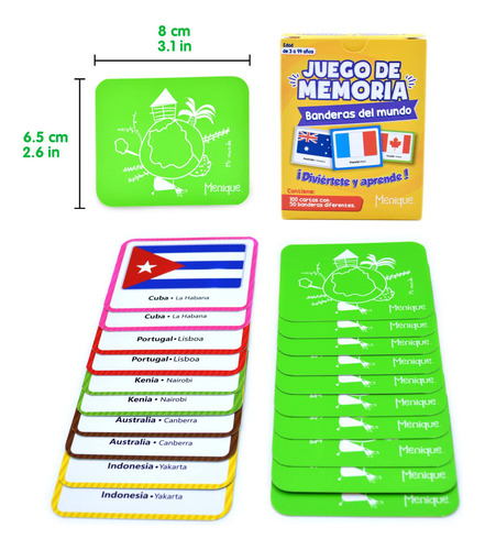 Juego De Combinación De Memoria Menique Flags Of The World 1