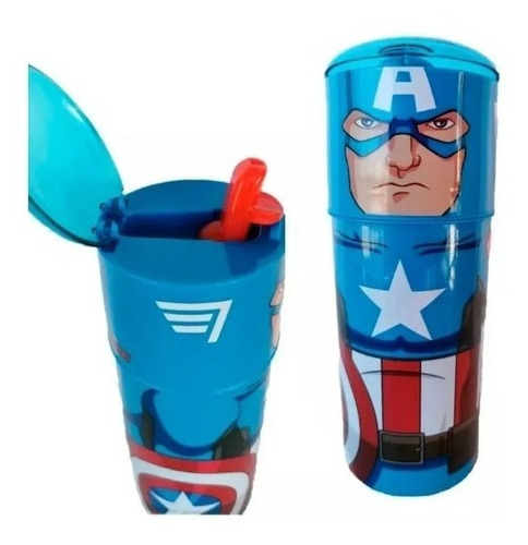 Vaso Capitan America Sorbete Botella Tapa Spiderman Local