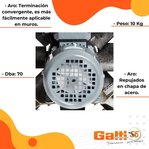 Imagen 5 de 10 de Extractor De Aire Axial Industrial 45 Cm P/ Pared Gatti Vent