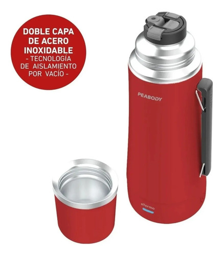 Imagen 4 de 6 de Termo Peabody Pe-eta1001r E_termo Rojo Mate/bombilla P2