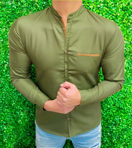 Camisa Slim Fit Cuello Mao Manga Larga Hombre Vestir Casual | MercadoLibre Camisa Slim Fit Cuello Mao Manga Larga Hombre Vestir Casual | MercadoLibre
