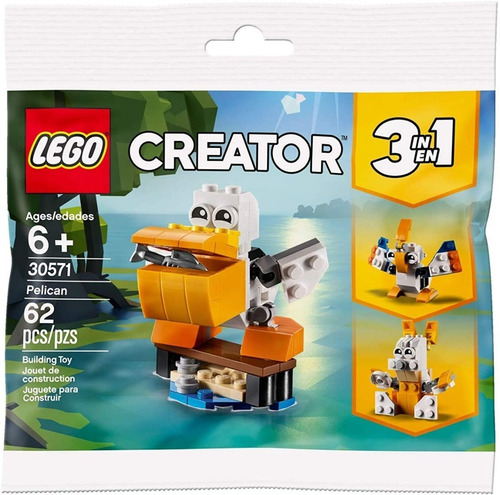 Lego Creator 3 En 1 30571 Pelicano + 2 Animales 62 Piezas