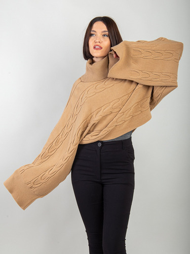 Sweater Polerón Crop Mangas Anchas Y Trenzas 963 Nis