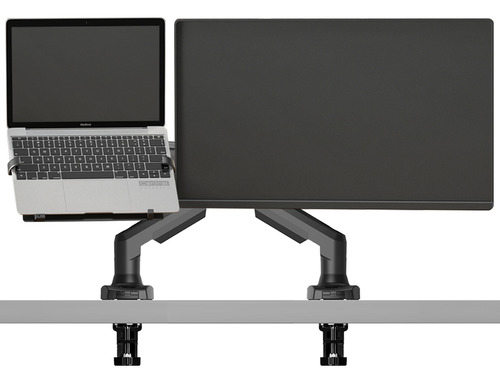 Kit 2 Suportes Monitor Pistão F80 + Bandeja Notebook Nbh-2 Preto