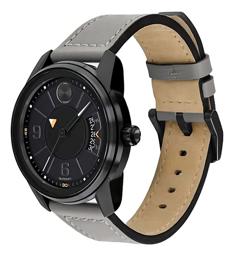 Movado Bold 3600695 Black Dial Grey Leather Strap Trend Vers