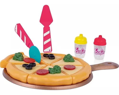 Kit Comidinhas De Brinquedo Bolo + Pizza Da Barbie Cotiplas