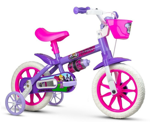 Imagem 2 de 6 de Bicicleta Infantil Nathor Violet Aro 12 Menina Rosa Lilás