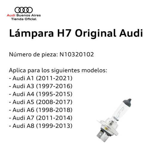 Lámpara H7 Audi A1 2011 Al 2016