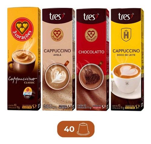 40 Cápsulas De Cappuccino Compatível Cafeteira Tres Corações