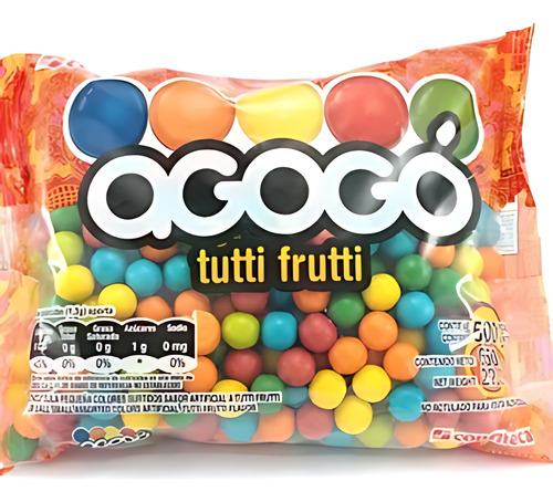 Chicle Bola Agogo Pequeña Tutti Frutti - Bolsa X 500 Und