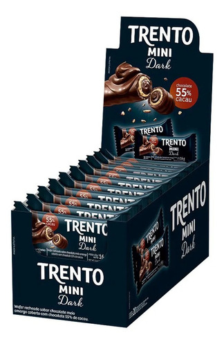 Trento Wafer Mini Chocolate Dark 55% Cacau Peccin 16x16g