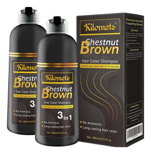 Kilomets Champú Para Tinte De Cabello Castaño 3 En 1 - Champ