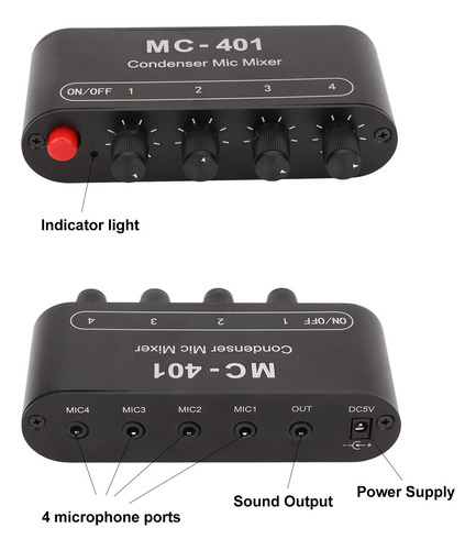 Mezclador De Sonido Con Micrófono 4 Entradas Y 1 Salida, Est