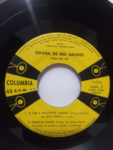 Pablo Del Río - España De Mis Amores - Vinilo Single 7  -