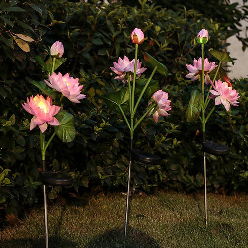 Luces Solares Con Flores Lampara Decoración Jardín Patio Rosa
