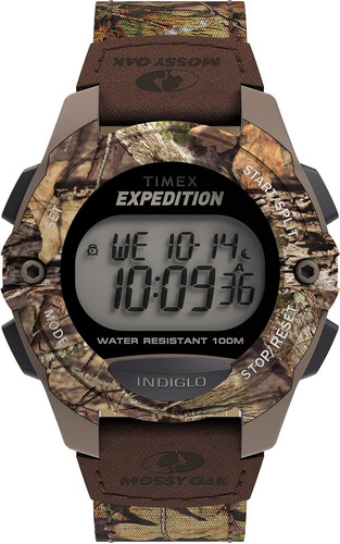 Reloj Timex Tw4b19500 Expedition Digital Chrono Alarm Temp Color de la correa Café Color del bisel Verde Color del fondo Amarillo